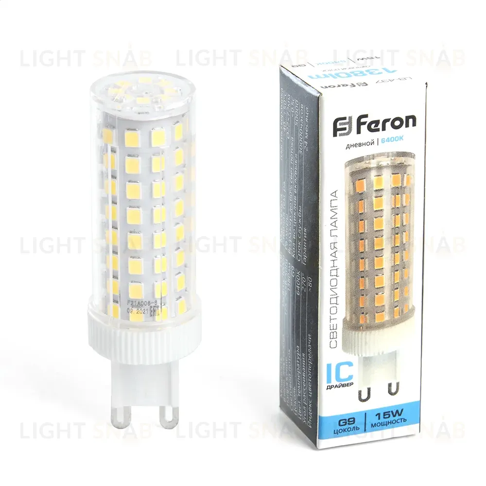 Лампа светодиодная Feron G9 15W 6400K капсульная LB-437 38214 38214