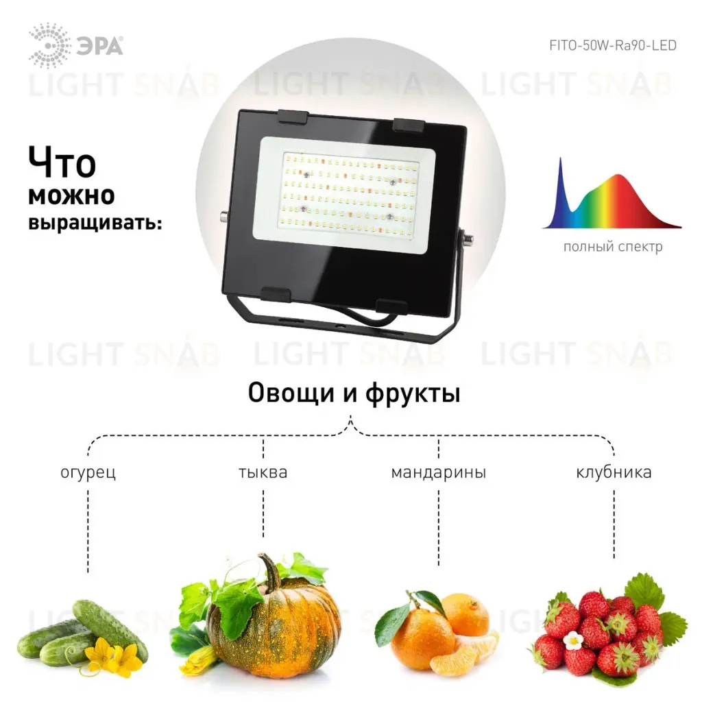 Фитопрожектор для растений ЭРА FITO-50W-Ra90-LED Б0047875 Б0047875
