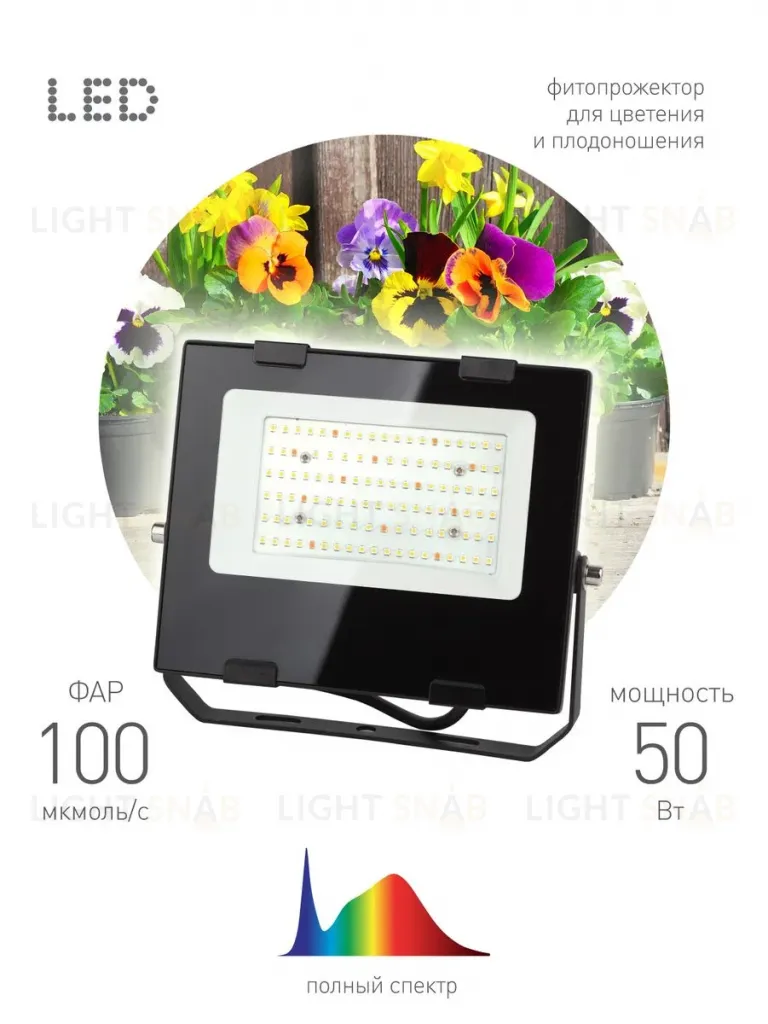 Фитопрожектор для растений ЭРА FITO-50W-Ra90-LED Б0047875 Б0047875