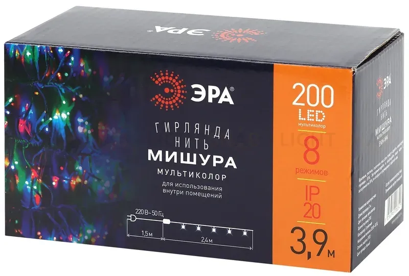 Гирлянда мишура 220V мультиколор ЭРА ENIN - WM Б0047972 Б0047972