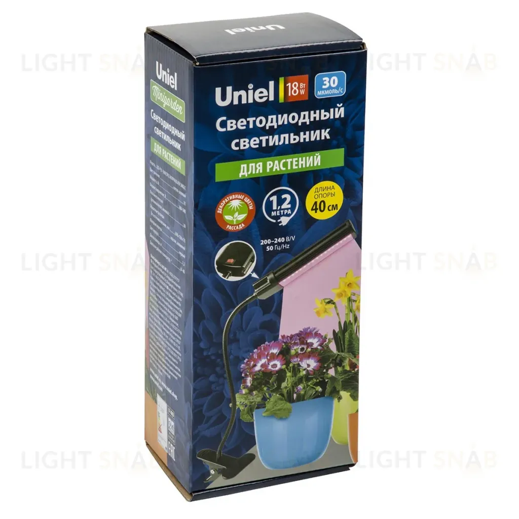Светодиодный светильник для растений Uniel Minigarden ULT-P31-18W/SPLE/40 IP40 Black Single UL-00009251 ULT-P31-18W/SPLE/40 IP40 Black Single
