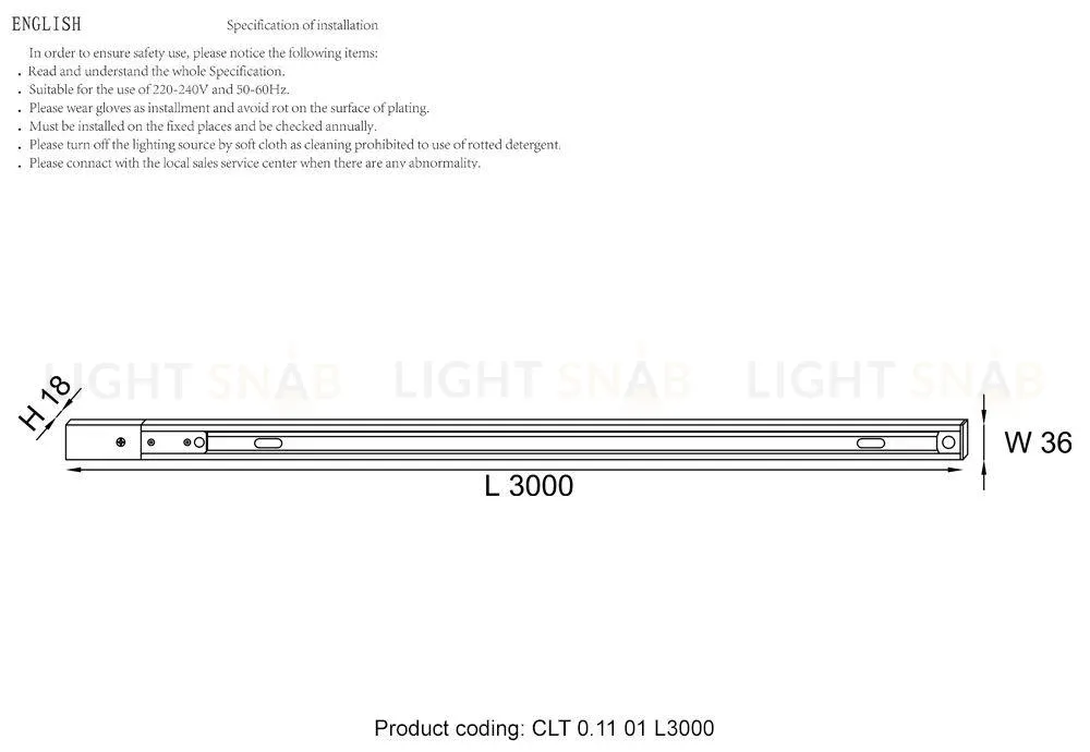 Шинопровод однофазный с питанием и заглушкой Crystal Lux CLT 0.11 01 L3000 WH CLT 0.11 01 L3000 WH