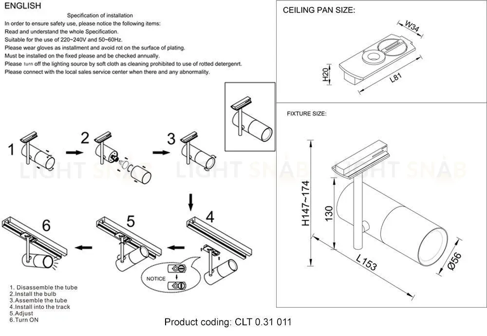 Трековый светильник Crystal Lux CLT 0.31 011 WH CLT 0.31 011 WH