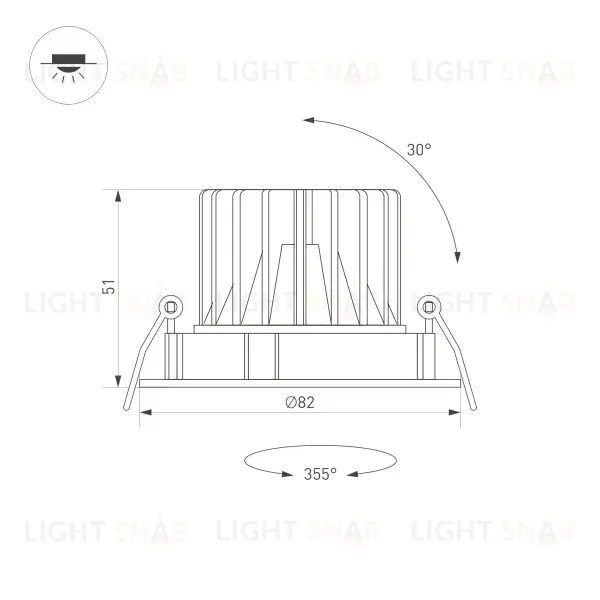 Встраиваемый светильник Arlight MS-Forecast-Built-Turn-R82-8W Warm3000 035448 035448