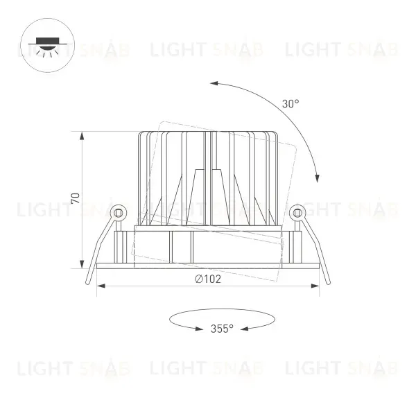 Встраиваемый светильник Arlight MS-Forecast-Built-Turn-R102-12W Warm3000 035449 035449