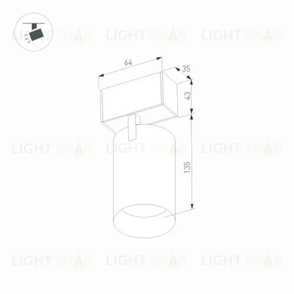 Трековый светильник для магнитного шинопровода Arlight Mag-Spot-45-R85-12W Warm3000 033426 033426