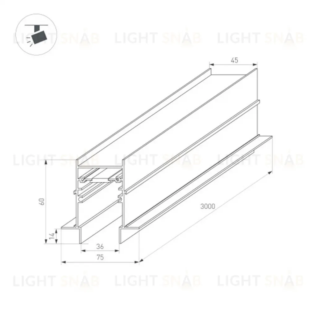 Шинопровод встраиваемый Arlight Mag-Track-4560-FDW-3000 034680 034680