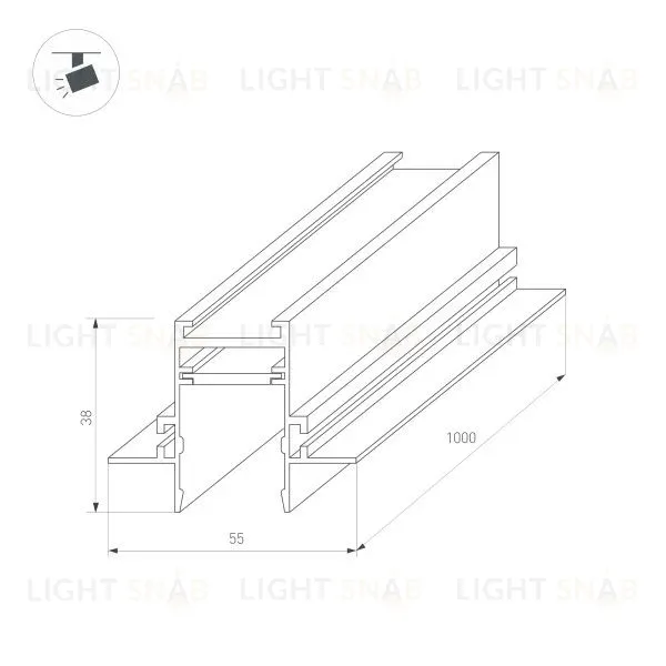 Шинопровод встраиваемый Arlight Mag-Track-2538-FDW-1000 036121 036121