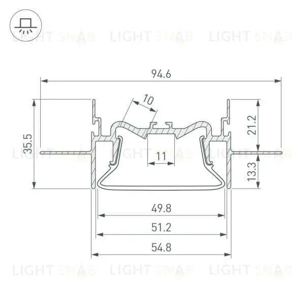 Алюминиевый профиль Arlight Foled-50-Ceil-Center-2000 035769 035769