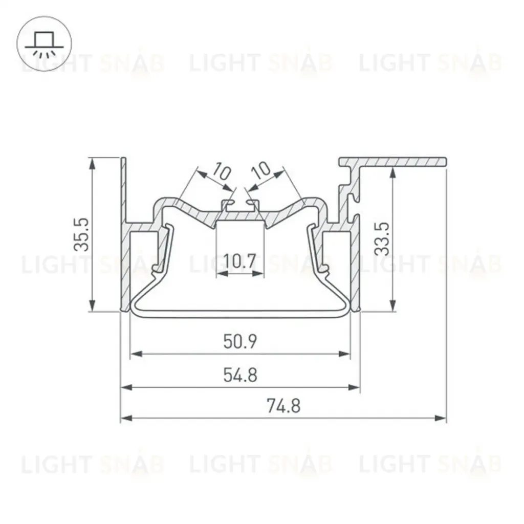Алюминиевый профиль Arlight Foled-50-Ceil-Side-2000 035770 035770