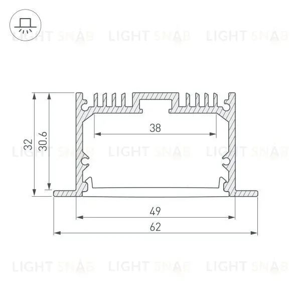 Алюминиевый профиль Arlight ARH-Power-W35-3000 Anod 036136 036136