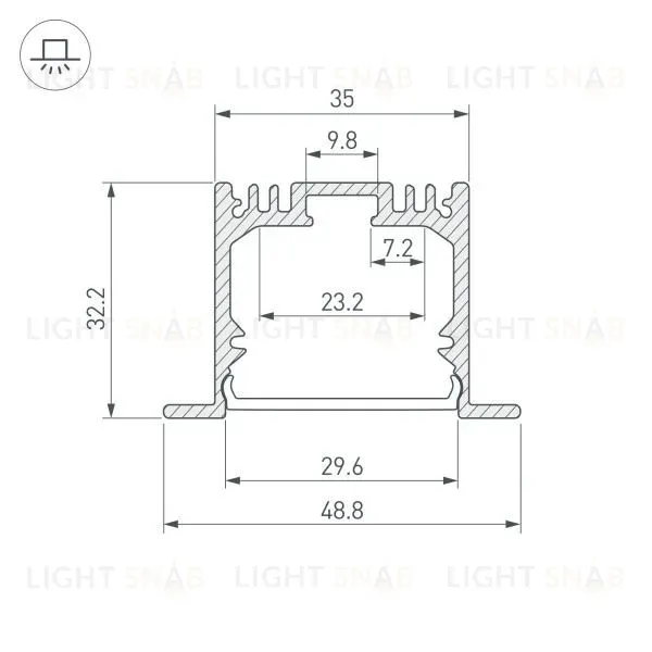 Алюминиевый профиль Arlight ARH-Power-W35-3000 Anod 036136 036136
