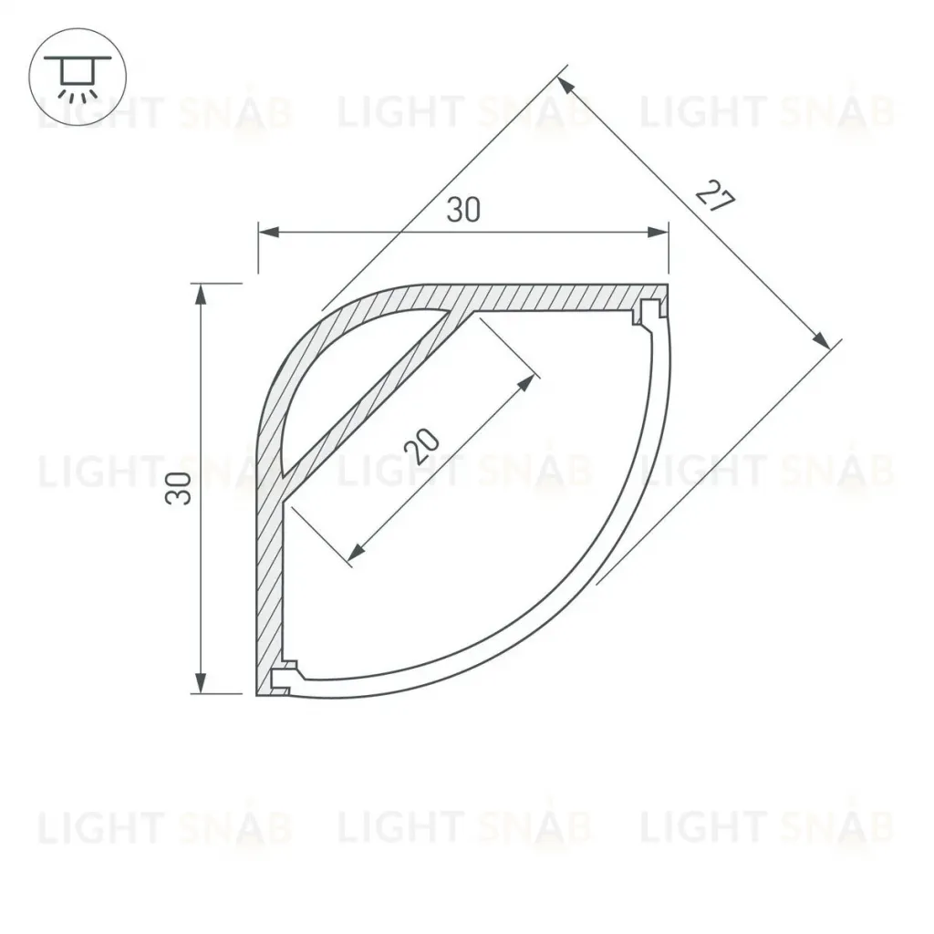 Алюминиевый профиль с экраном Arlight ARH-Kant-H30-2000 Anod+Opal 036771 036771