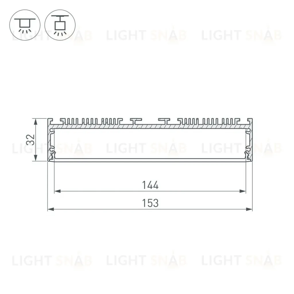 Алюминиевый профиль Arlight ARH-Power-W150-2000 Anod 036368 036368
