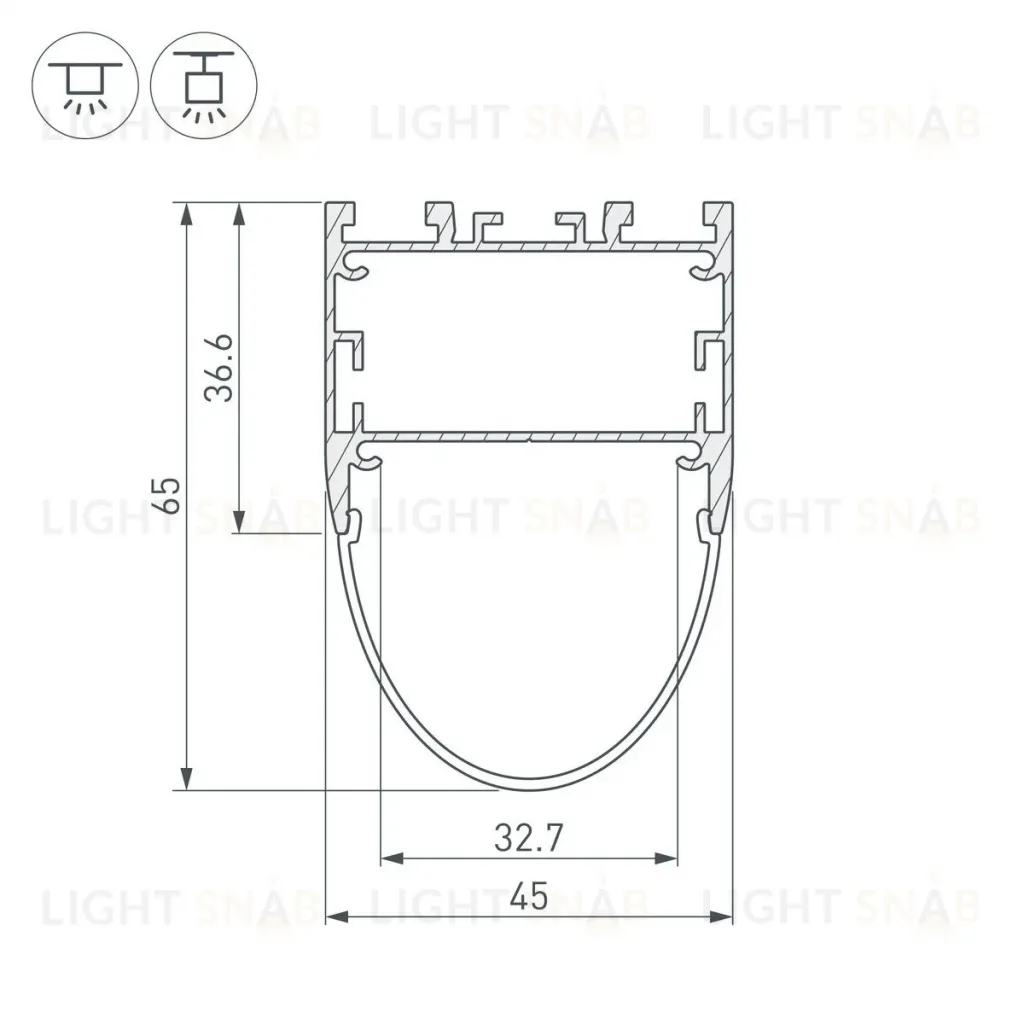 Алюминиевый профиль Arlight ARH-Line-B-3652-2000 Anod 036347 036347