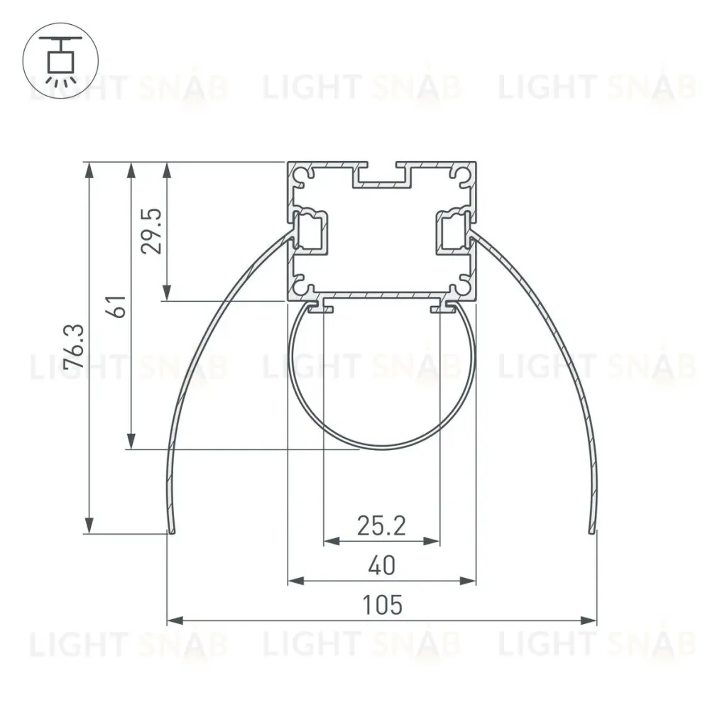 Алюминиевый профиль Arlight ARH-Power-W154-Comfort-2000 Anod 036343 036343