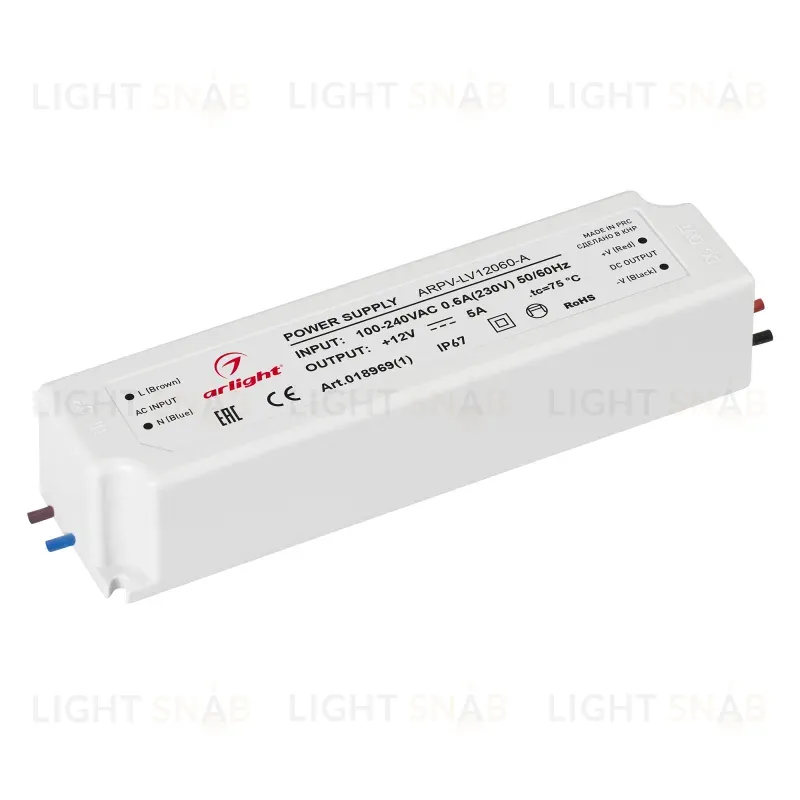 Блок питания Arlight ARPV-LV12060-A (12V, 5.0A, 60W) 018969(1) 018969(1)
