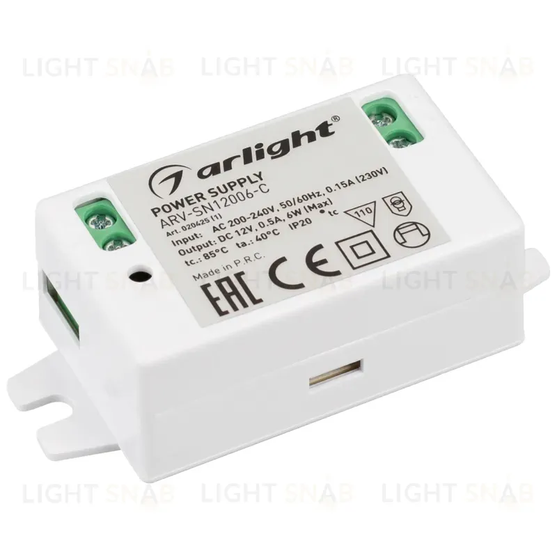 Блок питания Arlight ARV-SN12006-C (12V, 0.5A, 6W) 020425(1) 020425(1)