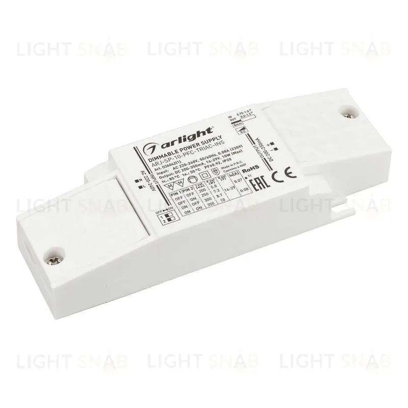 Блок питания Arlight ARJ-SP-10-PFC-Triac-INS (10W, 16-29V, 0.2-0.35A) 026042(1) 026042(1)