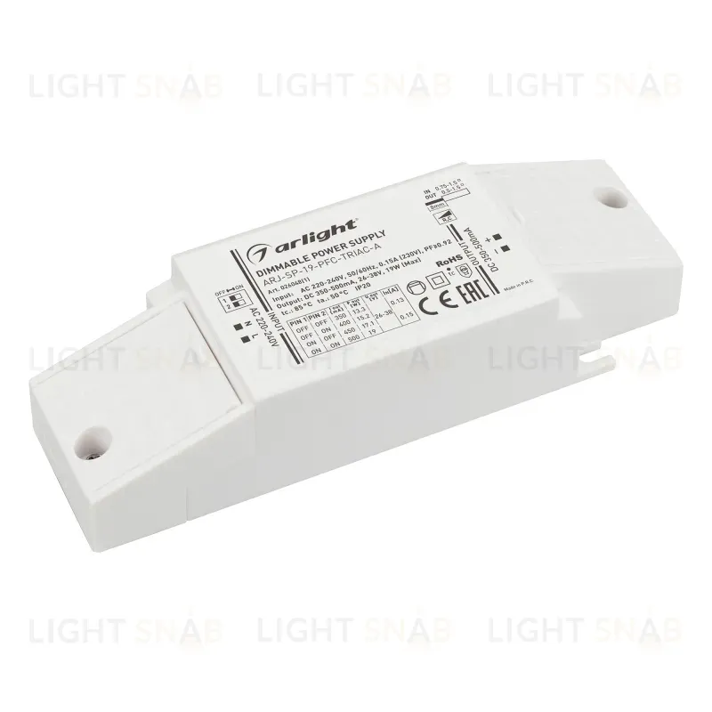 Блок питания Arlight ARJ-SP-19-PFC-Triac-INS (19W, 26-38V, 0.35-0.5A) 026048(1) 026048(1)