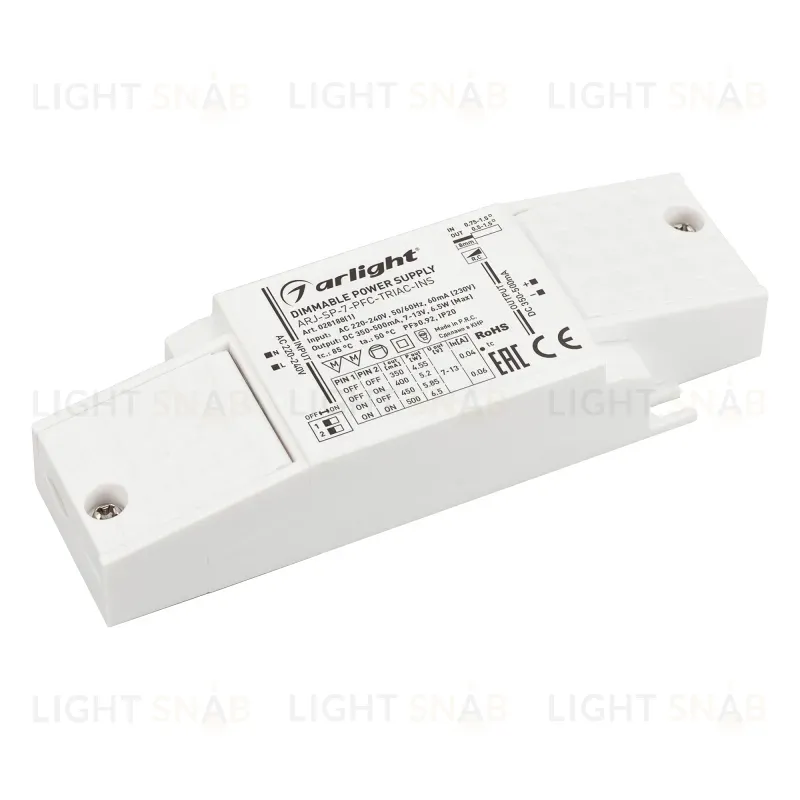 Блок питания Arlight ARJ-SP-7-PFC-Triac-INS (7W, 7-13V, 0.35-0.5A) 028188(1) 028188(1)