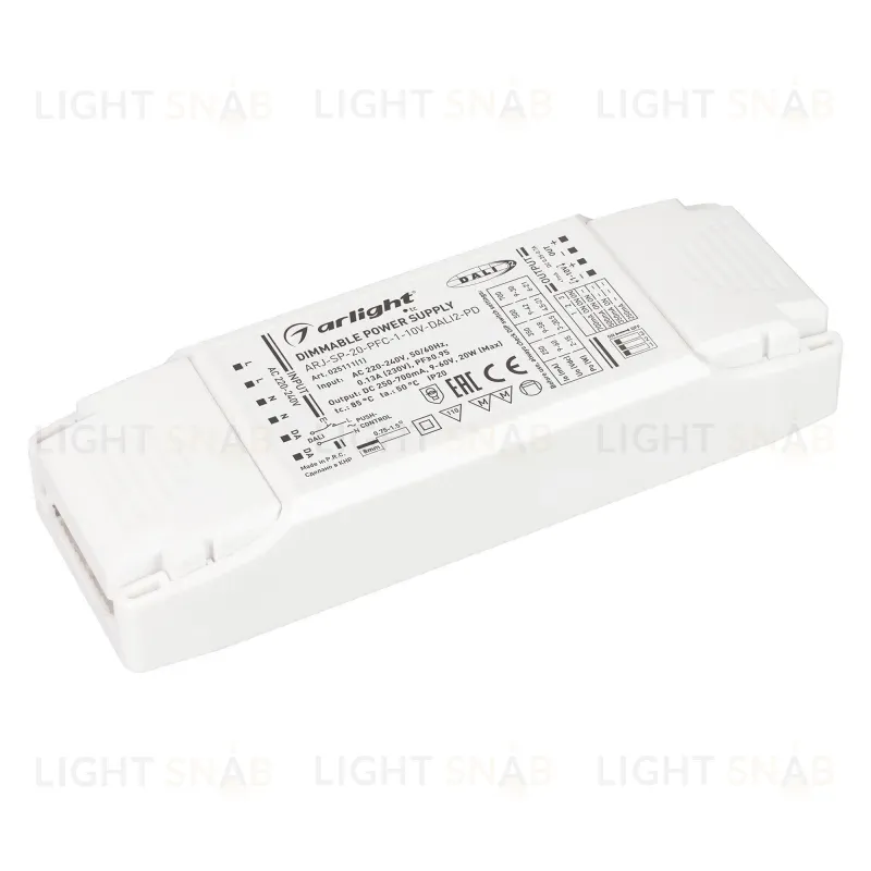 Блок питания Arlight ARJ-SP-20-PFC-1-10V-DALI2-PD (20W, 250-700mA) 025111(1) 025111(1)