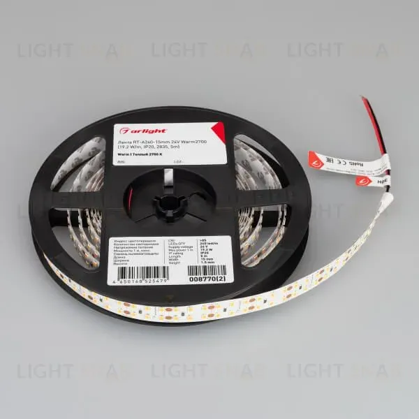 Светодиодная лента Arlight RT-A240-15mm 24V Warm2700 (19.2 W/m, IP20, 2835, 5m) 008770(2) 008770(2)