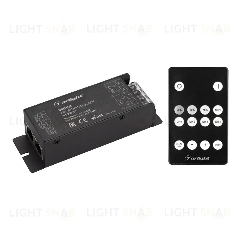 Диммер Arlight ARL-SYNC-Dim Black (12-24V, 1x25A, ПДУ 14кн, RF, RJ45) 035135 035135