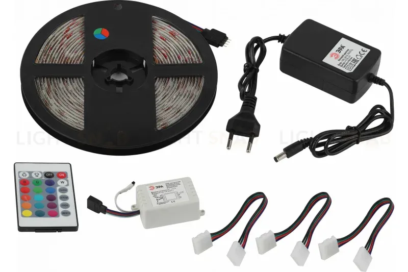 Светодиодная влагозащищенная лента ЭРА 14,4W/m 60LED/m 5050SMD RGB 5M 5050kit-14,4-60-12-IP65-RGB-5m Б0043070 Б0043070