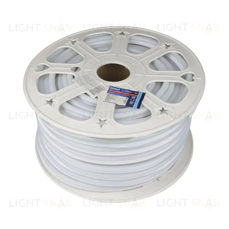 Светодиодная лента Uniel ULS-N21-2835-120LED/m-8mm-IP67-220V-8W/m-50M-BLUE бобина ULS-N21-2835-120LED/m-8mm-IP67-220V-8W/m-50M-BLUE бобина