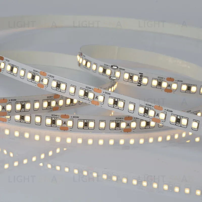 Светодиодная лента Uniel ULS-2835-168LED/m-10mm-IP20-DC24V-14W/m-5M-3000K катушка в герметичной упаковке ULS-2835-168LED/m-10mm-IP20-DC24V-14W/m-5M-3000K катушка в герметичной упаковке