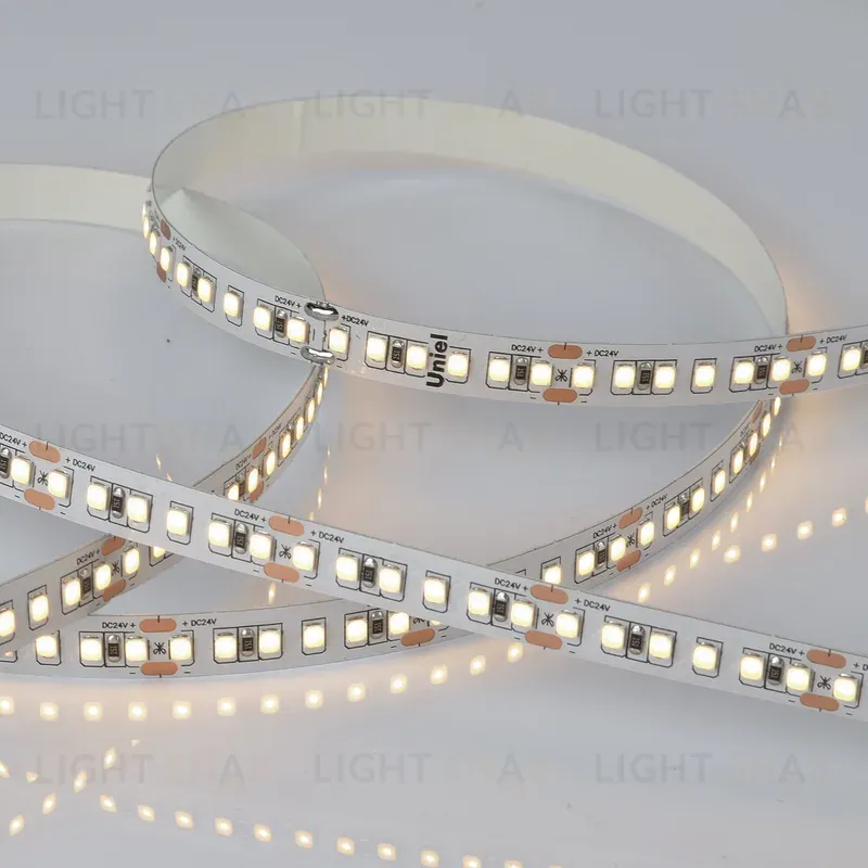 Светодиодная лента Uniel ULS-2835-168LED/m-10mm-IP20-DC24V-14W/m-5M-3000K катушка в герметичной упаковке ULS-2835-168LED/m-10mm-IP20-DC24V-14W/m-5M-3000K катушка в герметичной упаковке