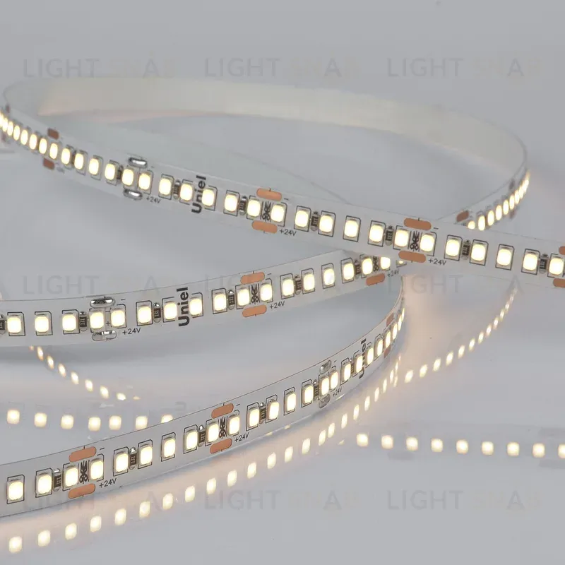 Светодиодная лента Uniel ULS-2835-180LED/m-10mm-IP20-DC24V-17W/m-5M-3000K катушка в герметичной упаковке ULS-2835-180LED/m-10mm-IP20-DC24V-17W/m-5M-3000K катушка в герметичной упаковке
