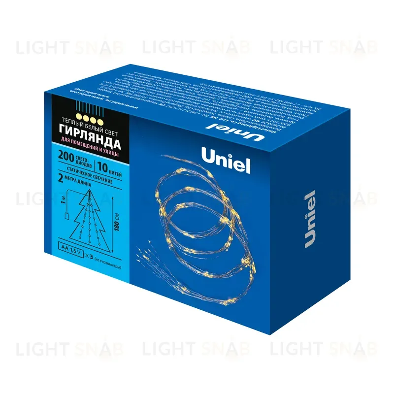 Гирлянда Uniel ULD-E0200-200/STB/3AA WARM WHITE IP44 ULD-E0200-200/STB/3AA WARM WHITE IP44