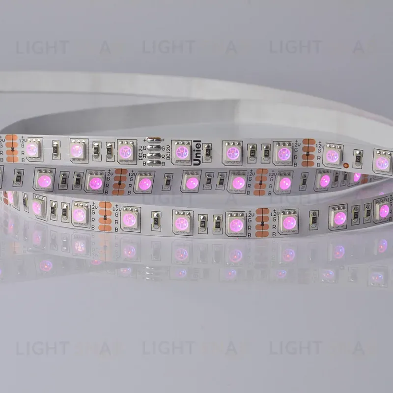 Светодиодная лента Uniel ULS-5050-60LED/m-10mm-IP20-DC24V-14,4W/m-5M-RGB катушка в герметичной упаковке ULS-5050-60LED/m-10mm-IP20-DC24V-14,4W/m-5M-RGB катушка в герметичной упаковке