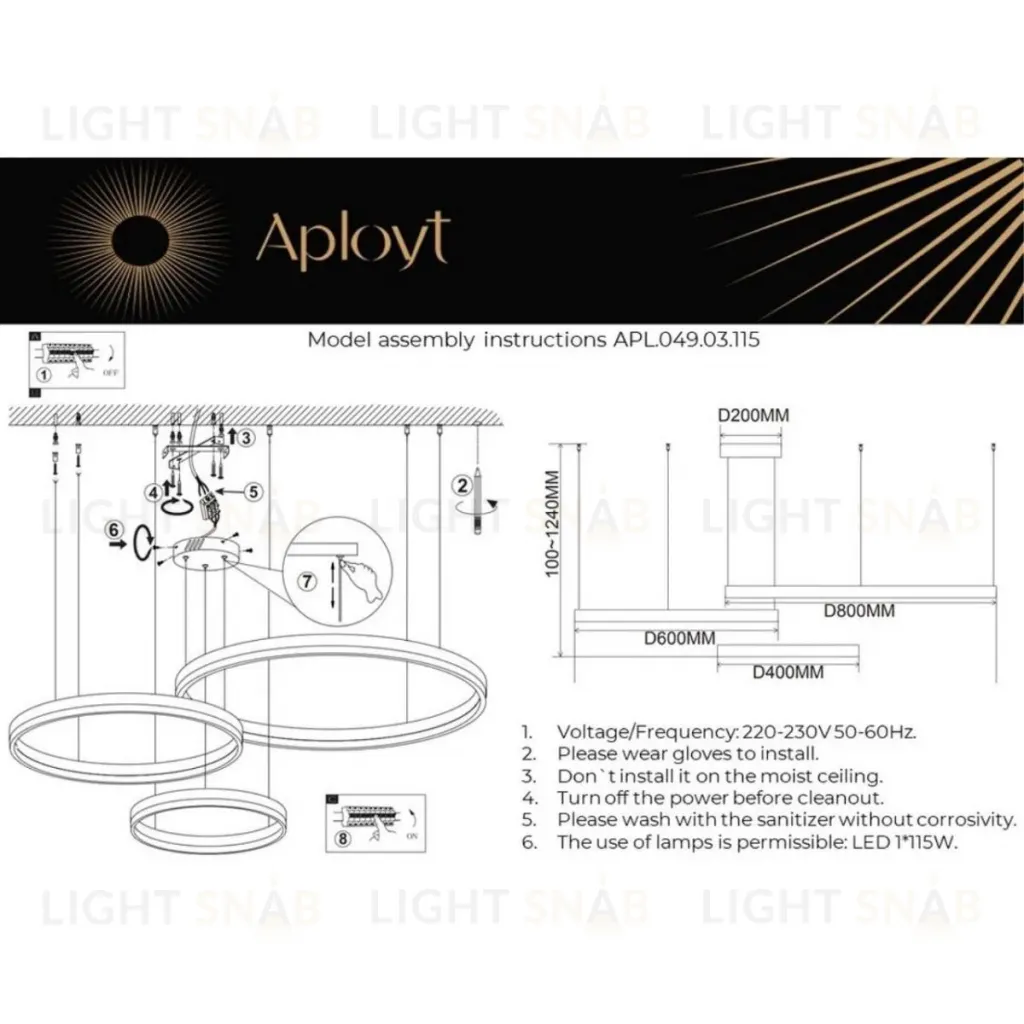 Подвесная люстра Aployt Armel APL.049.03.115 APL.049.03.115