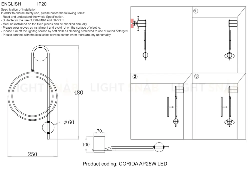 Бра Crystal lux CORIDA AP25W LED BLACK/GOLD CORIDA AP25W LED BLACK/GOLD