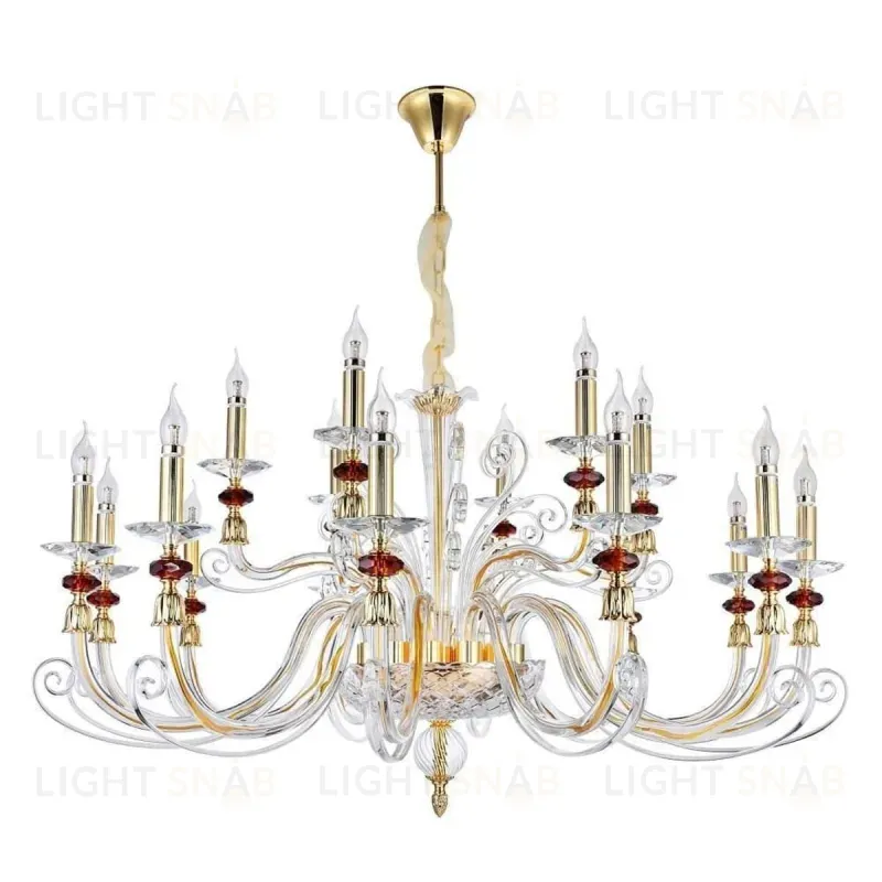 Подвесная люстра Crystal lux CATARINA SP12+6 V2 GOLD/TRANSPARENT-COGNAC CATARINA SP12+6 V2 GOLD/TRANSPARENT-COGNAC