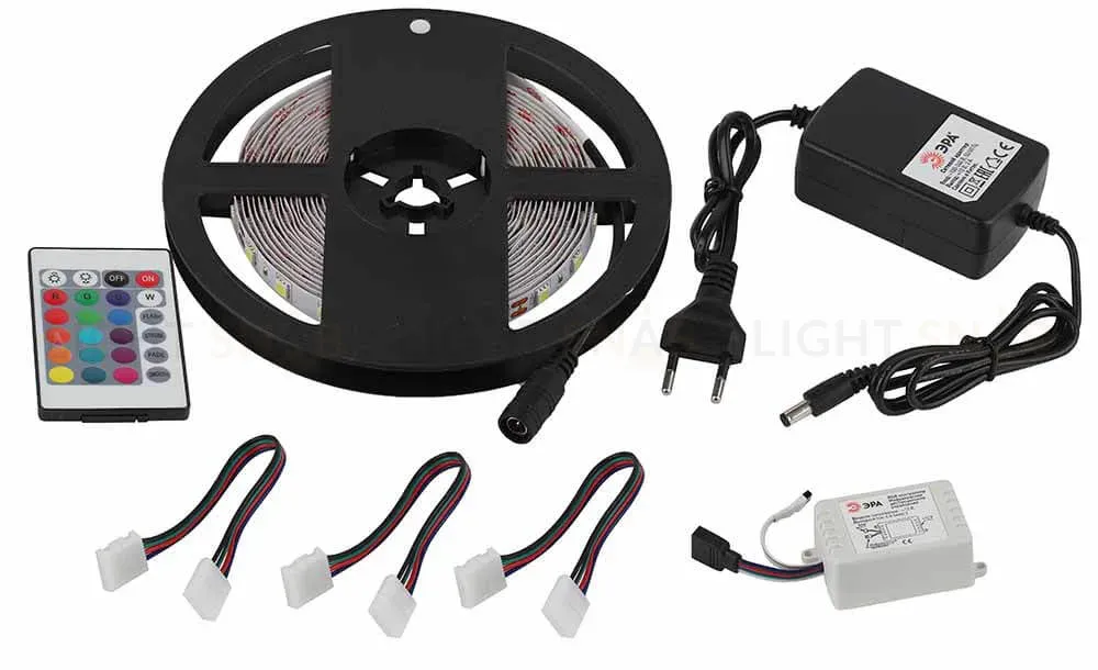 Светодиодная лента ЭРА 14,4W/m 60LED/m 5050SMD RGB 5M 5050kit-14,4-60-12-IP20-RGB-5m Б0043067 Б0043067