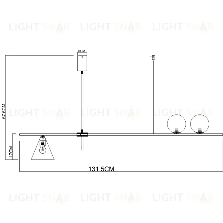 Люстра на штанге Arte Lamp Jacob A7029PL-3BK A7029PL-3BK