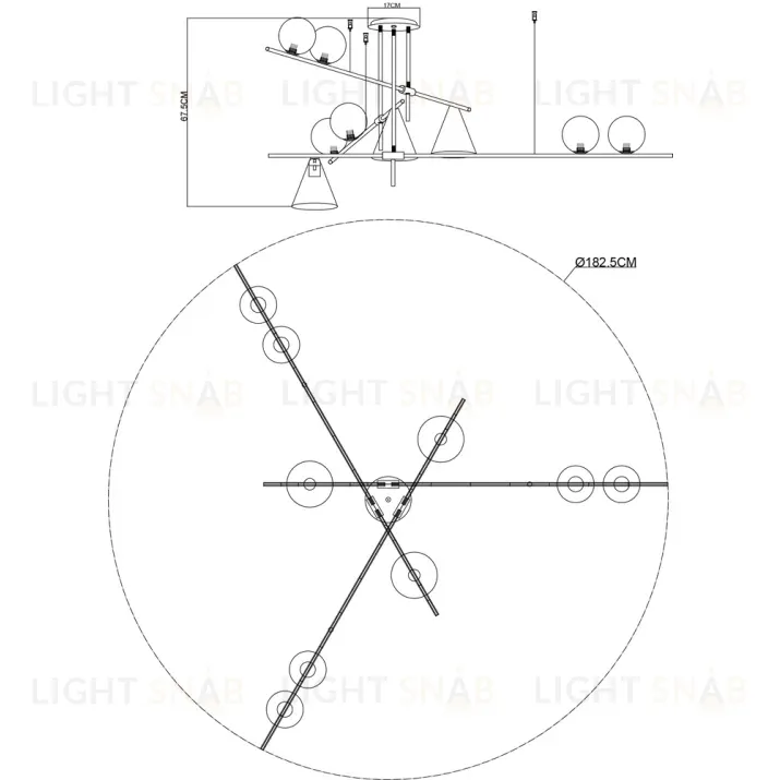 Люстра на штанге Arte Lamp Jacob A7029PL-9BK A7029PL-9BK