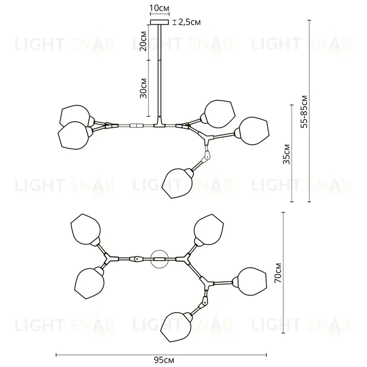 Люстра на штанге Arte Lamp Yuka A4103SP-5GO A4103SP-5GO
