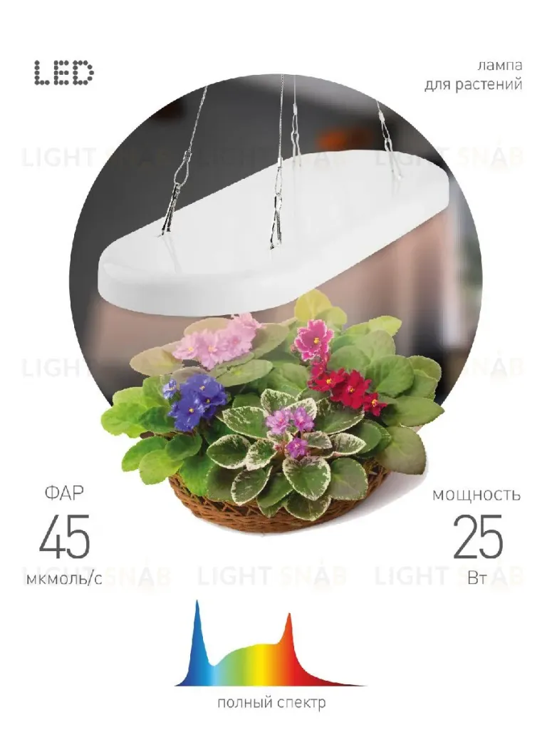 Подвесной светильник для растений Эра FITO-25W-QLED-FLY Б0053062 Б0053062