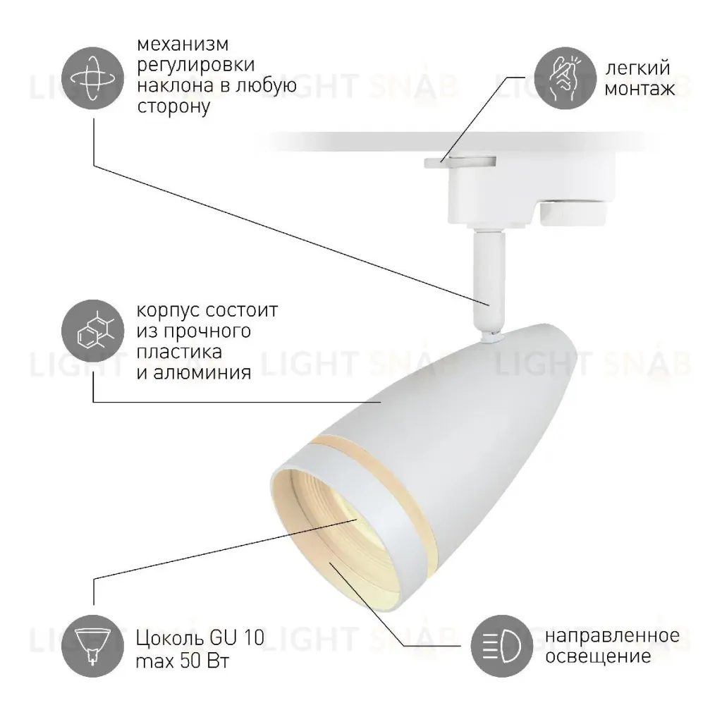 Трековый светильник Эра TR49 - GU10 WH Б0054161 Б0054161