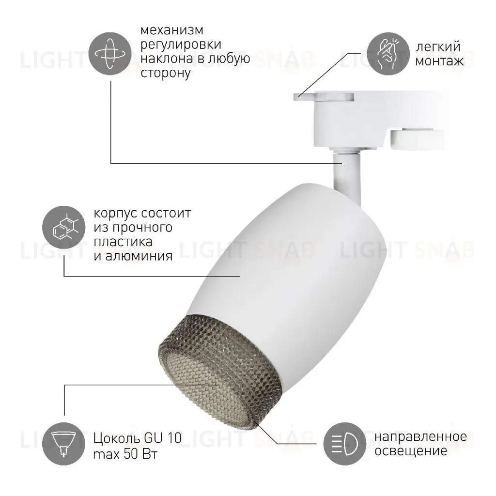 Трековый светильник Эра TR51 - GU10 WH Б0054163 Б0054163