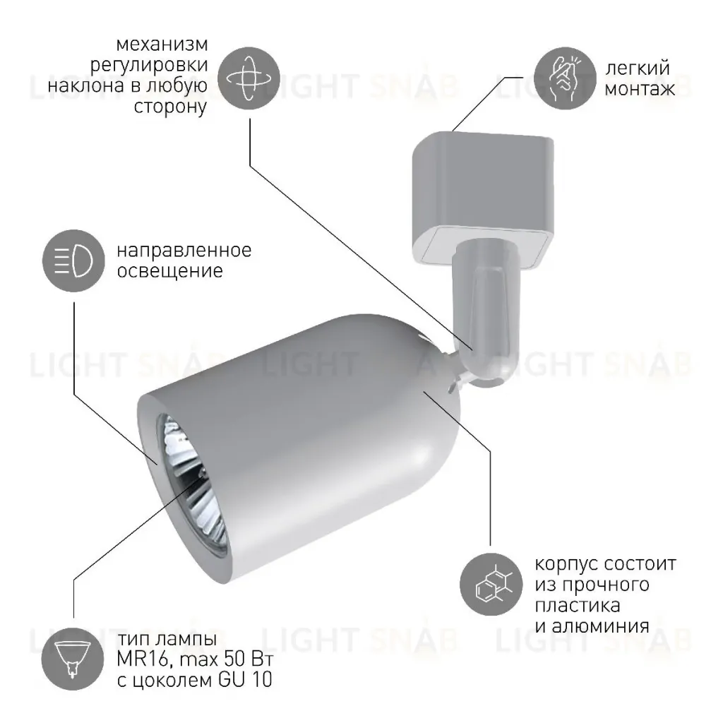 Трековый светильник Эра TR41-GU10 WH Б0054172 Б0054172
