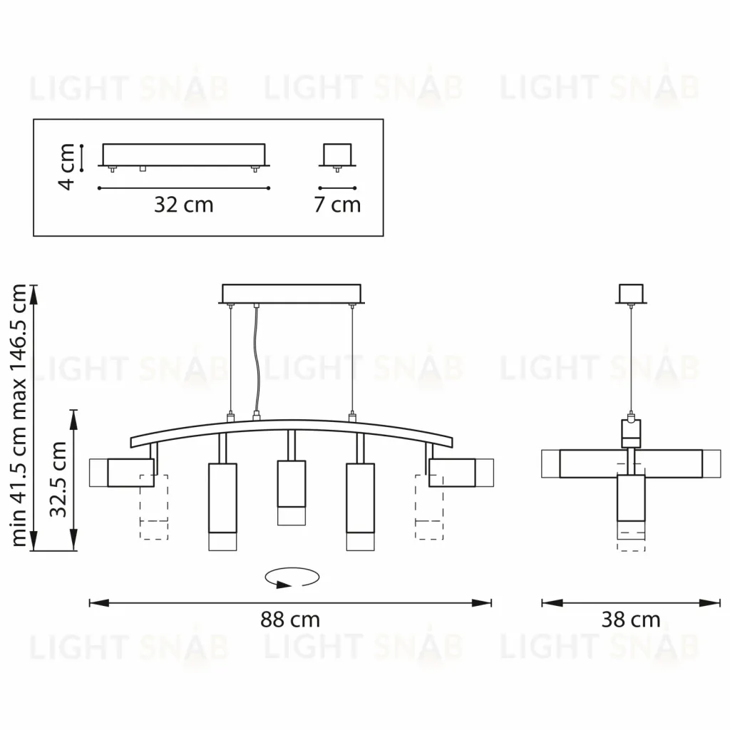 Подвесной светильник Lightstar Rullo LR7353638721 (571735+214436-3+214487-2+202431-5) LR7353638721