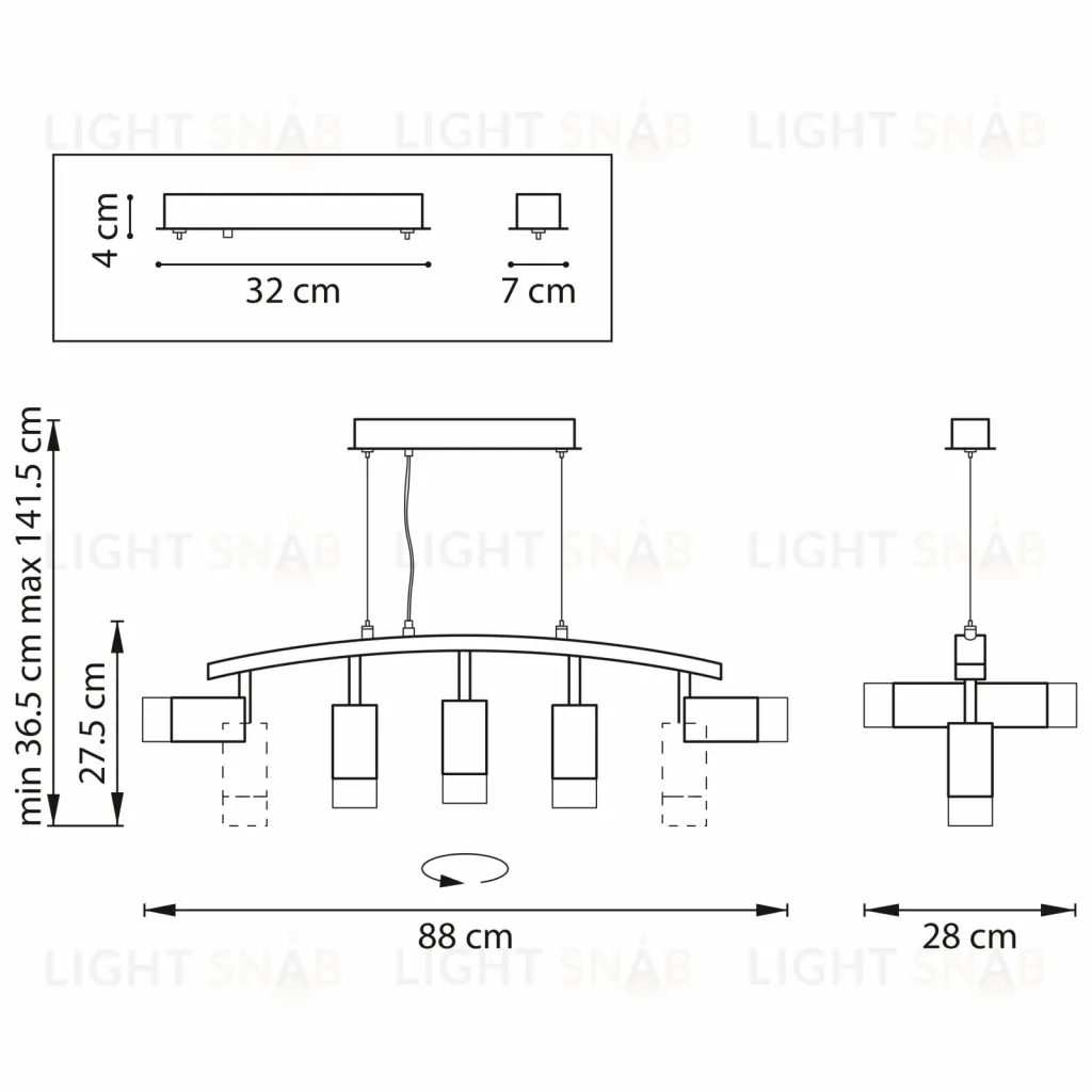 Подвесной светильник Lightstar Rullo LR7353651 (571735+214436-5+202431-5) LR7353651