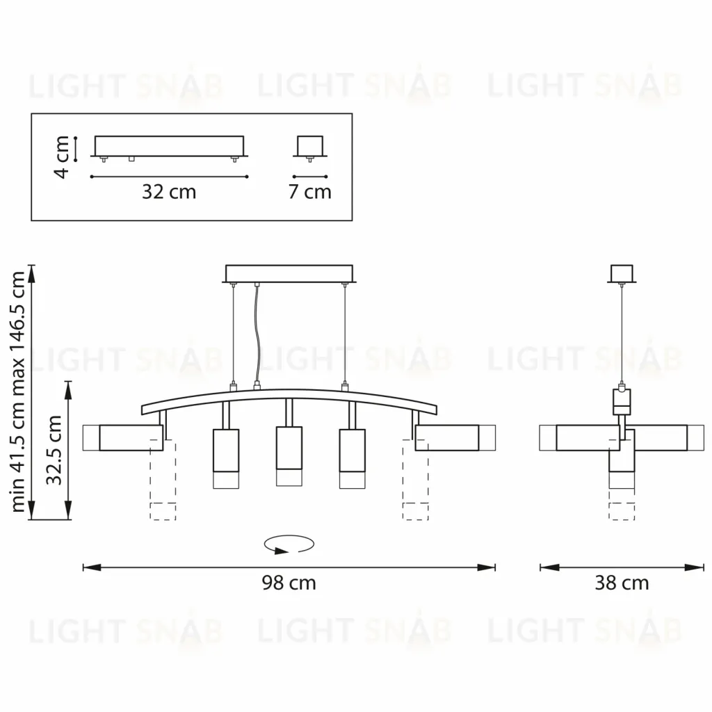Подвесной светильник Lightstar Rullo LR7358723631 (571735+214436-3+214487-2+202431-5) LR7358723631