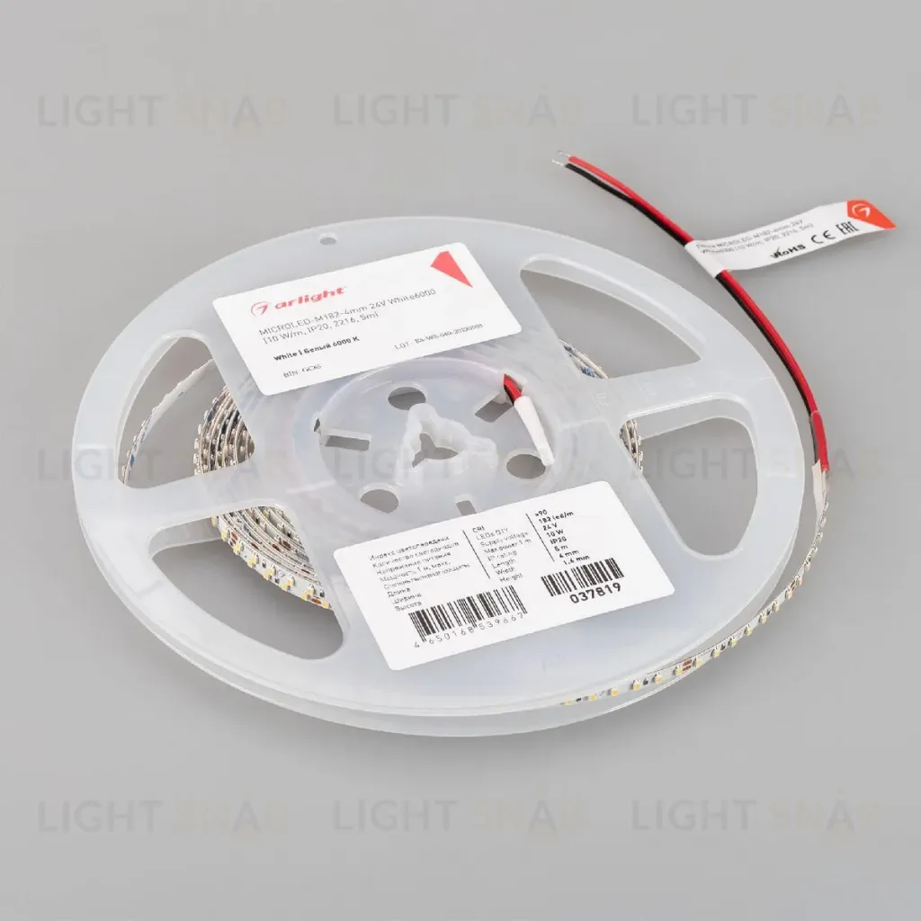 Светодиодная лента Arlight MICROLED-M182-4mm 24V White6000 (10 W/m, IP20, 2216, 5m) 037819 037819